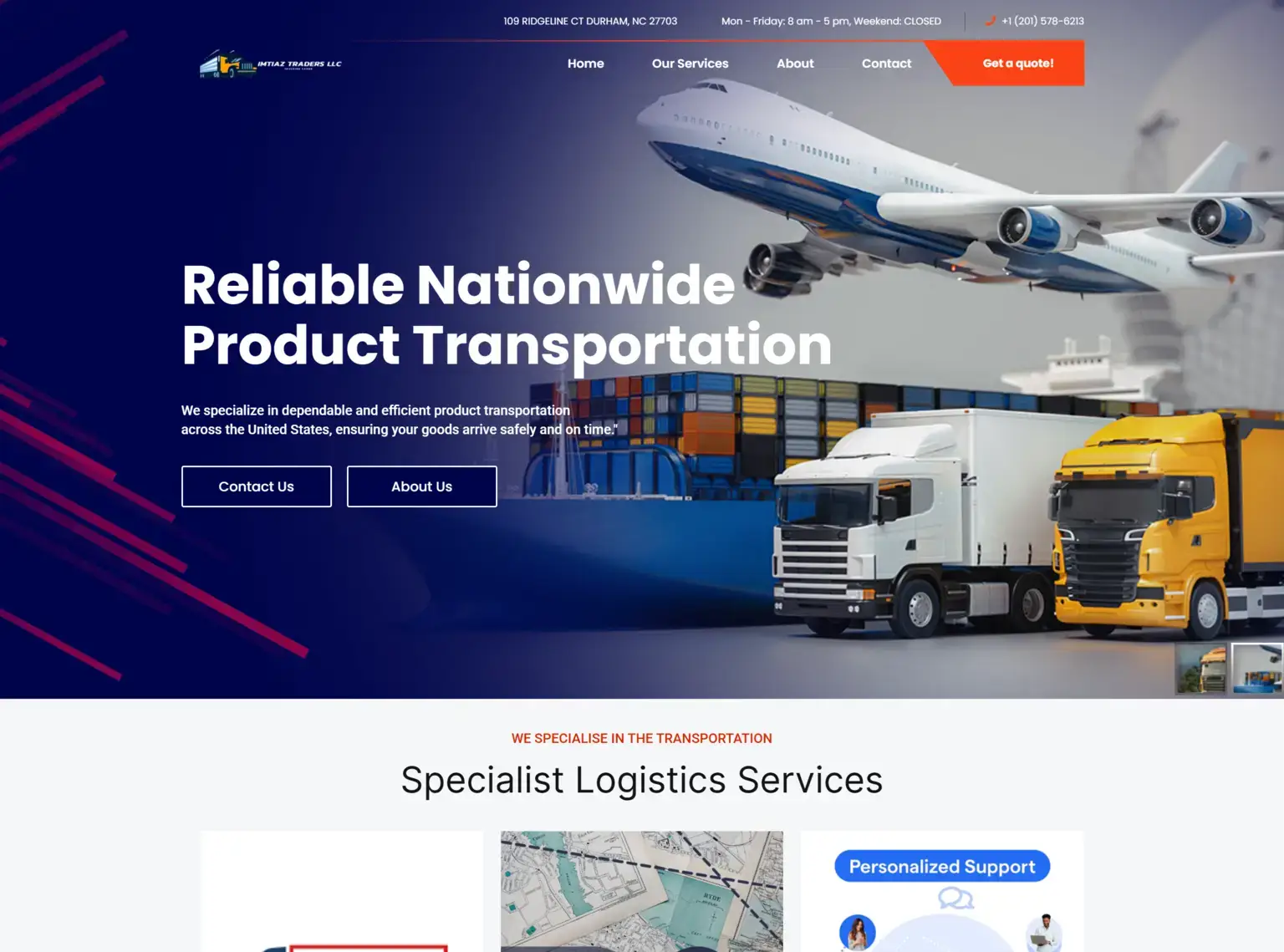 Imtiaz Traders logistics and trucking services website
