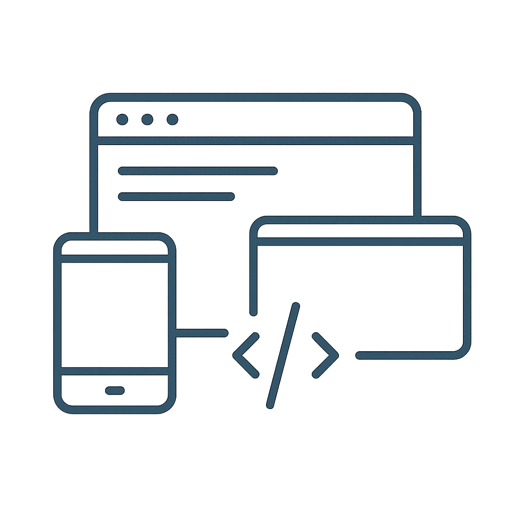 Custom web development and responsive website design illustration